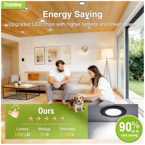 DAMINY 12 Pack 6 Inch LED Recessed Lighting, Canless Wafer Downlight - color: Black, size: 6 Inch