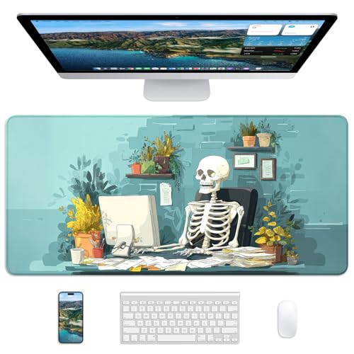 Mouse Pad 31.5x15.7in Large Desk Mat Non-Slip for Office - color: Office Skeleton, size: 31.5" x 15.7"