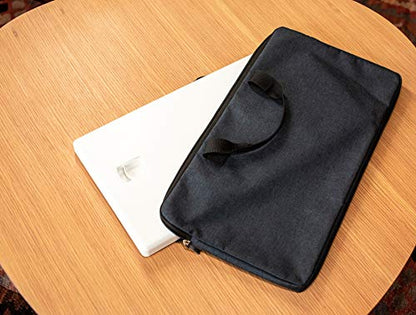 Rocelco 19" Portable Laptop Riser, Height Adjustable Travel Standing Desk Converter, Premium Compact Sit Standup Keyboard Monitor Rising Workstation with Carry Bag, White R PDRW