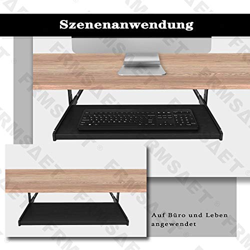 FRMSAET Office Product 20/24/30 inch Keyboard Drawer Tray(20 in, Black) | Heavy Duty Wood Pull-Out Under Desk Computer Platform Sliding Drawer Suits with Adjustable Height Slides, Save Space - color: Black, size: Small