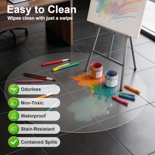 Clear Chair Mat for Hard Floor, 48" x 48" Heavy Duty Floor Protector, Round - size: 48" x 48" Rround (for hard floors)
