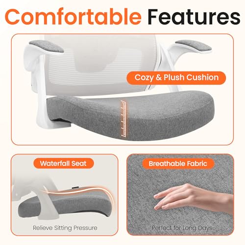 NEO CHAIR Office Desk Mesh Chair with Adjustable Ergonomic Lumbar, Grey - color: Grey, size: Without Headrest