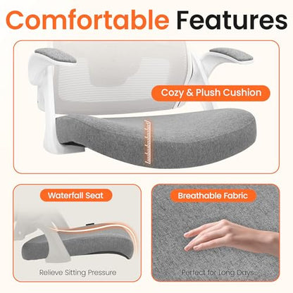 NEO CHAIR Office Desk Mesh Chair with Adjustable Ergonomic Lumbar, Grey - color: Grey, size: Without Headrest