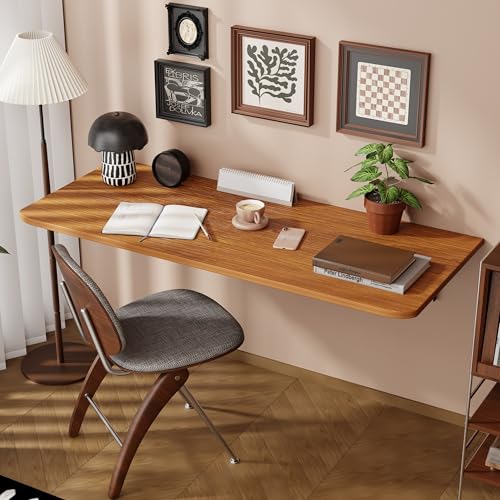 Dogsky Wall Mounted Folding Table 48x15.7 in - 300LB Capacity | Heavy Duty Wall Floating Desk, Space-Saving Workbench for Home Office, Laundry Room & Kitchen, Burlywood - color: Burlywood, size: 48" x 15.7"