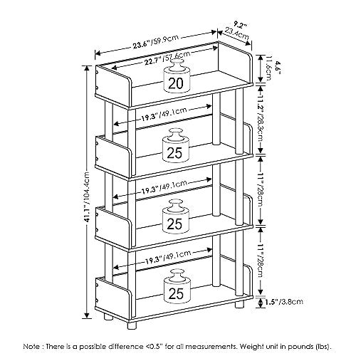 Furinno Turn-N-Tube 4-Tier Display Shelf, Open Frame, Amber Pine - color: Amber Pine/Black, size: 4-Tier Display Rack