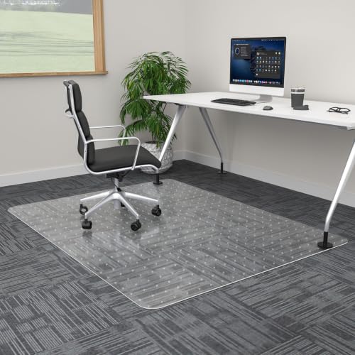 100pointONE Extra Large Office Chair Mat for Carpet, 45" x 53" Clear Desk Chair Mat for Low Pile Carpeted Floors- Easy Glide Plastic Floor Mat for Office Chair on Carpet - color: Flat-pile Carpets, size: 45" x 53" Rectangular