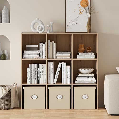 VDNEND Wooden Storage Organizer with Closed Back Panel, 11in Cube Shelf Opening, Bookshelf, Display Shelf,Closet Cabinet for Home and Office (White Oak, 9-Cube 35.98L*9.45W*35.91H) - color: White Oak, size: 9-Cube 35.98L*9.45W*35.91H