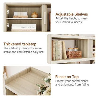 ONBRILL 44" Sideboard Buffet Cabinet with Outlet/Sliding Door Natural White - color: Natural White, size: 44"
