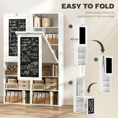 HOMCOM Foldable Desk Wall Mounted Convertible Table for Small Spaces, White - color: White