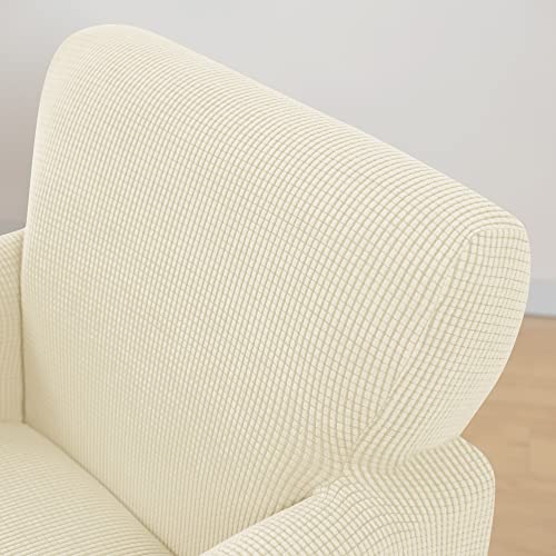 LiveGo Stretch Mid Century Modern Armchair Slipcover 1-Piece Jacquard Accent Chair Covers with Arms Soft Chair Slipcovers for Living Room Furniture Protector Office (Beige a) - color: Beige a
