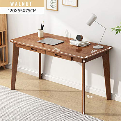 IOTXY Solid Wood Writing Desk - Home Office Laptop Computer Table, Walnut - color: Walnut, size: 120CM