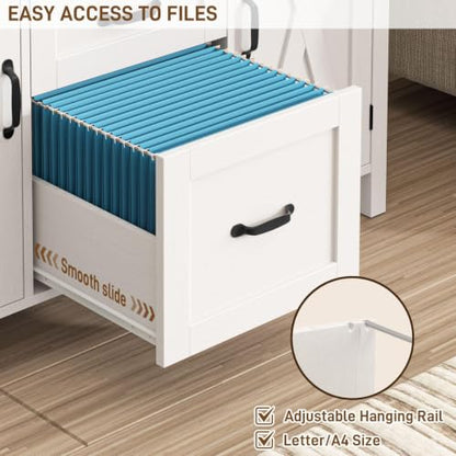 Vabches File Cabinet with 3 Drawers Fits Files Letter/A4 Size, Rustic White - color: Rustic White