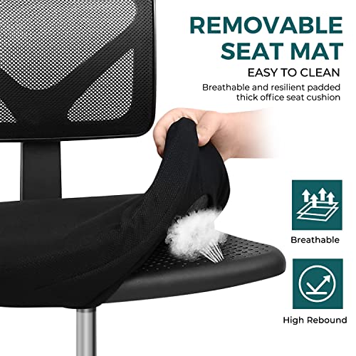 DUMOS Armless Desk Chairs, Small Home Office Mesh Chairs | Ergonomic Adjustable Mid Back, Swivel Rolling Task, Computer Work Vanity Small Spaces, Black - color: Black, size: 1pc