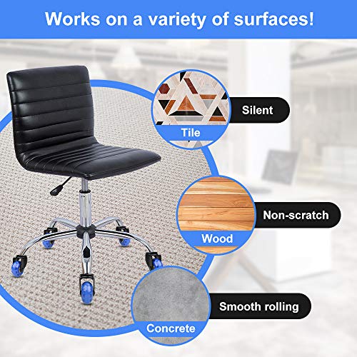 8T8 Upgraded Chair Caster Wheels 2'', Quiet and Smooth Gliding,Heavy Duty Wheels with Plug-in Stem 11X22 (7/16''X7/8''), Safe for Hardwood Carpet Tile Floors, Set of 5 (Blue, 2 inch) - color: Blue