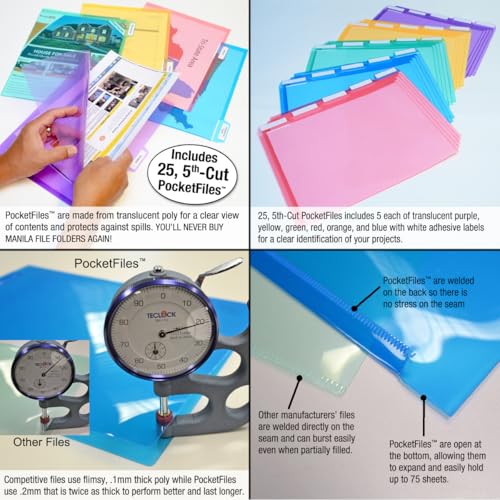 Ultimate Office Step UP File Desktop Organizer Plus 25 Color Poly Folders - style: Desk File + 5th-Cut