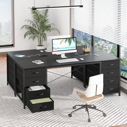 60 Inch Computer Desk with 8 Drawers for Home Office, Bedroom, Living Room - color: Black, size: 18.9"D x 59.8"W x 29.3"H