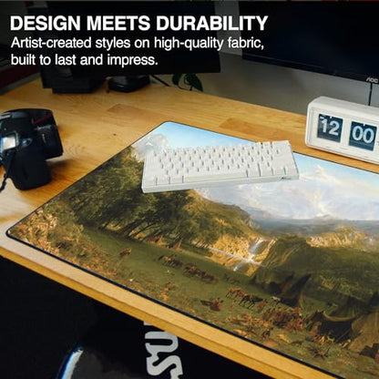 Landers-Peak Gaming Desk Pad, 36" x 17" Aeroglyde Fabric Desk Mat | Western, Durable Surface, Non-Slip Base, Washable Fabric, Smooth Glide, Stable Grip, Keyboard and Mouse Pad for Everyday Use - color: Aeroglyde - Landers-peak