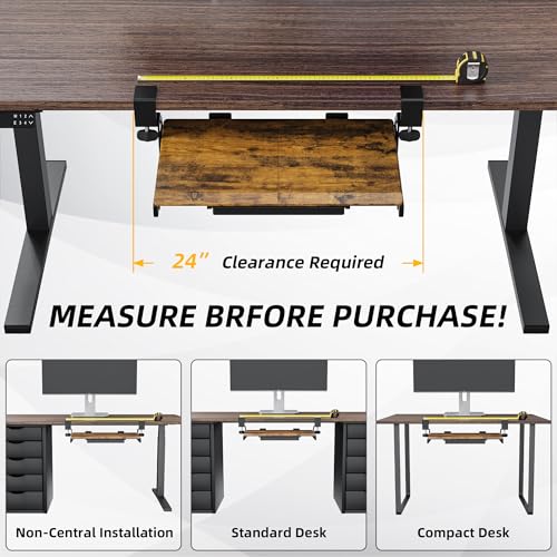 ETHU Keyboard Tray Under Desk, 19.7" X 12.2" Small Size C Clamp Keyboard Drawer Under Desk, Computer Keyboard Stand Slide Pull Out, Ergonomic Keyboard Tray for Home, Office (Wood) | Slide Out Ergonomic Keyboard Drawer, Pull Out Keyboard Tray for Home Offi