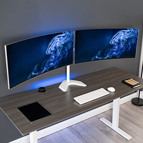 VIVO Premium Dual Ultra Wide LCD LED 27 to 38 inch Monitor Desk Stand, Heavy Duty, Free-Standing Telescoping Arms, Flush Wall Setup, Fits 2 Screens, White, STAND-TS38BW - color: White