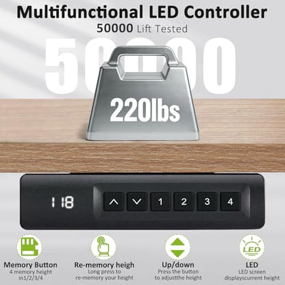farexon 63x55 Inch L Shaped Standing Desk with Outlets, Electric Adjustable Height Stand Up Desk, Corner sit Stand Desk with Mouse Pad, Hook, Home Office Writing Gaming Computer Workstation, Oak Grey