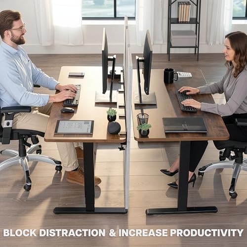 VIVO Clamp-on 59 x 46 inch Desk Privacy Panel, Sound Absorbing Cubicle Dividers, 3 Acoustic Partitions, Above and Below Desktop, Gray, PP-3-C060G