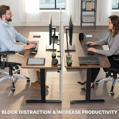 VIVO Clamp-on 59 x 46 inch Desk Privacy Panel, Sound Absorbing Cubicle Dividers, 3 Acoustic Partitions, Above and Below Desktop, Gray, PP-3-C060G