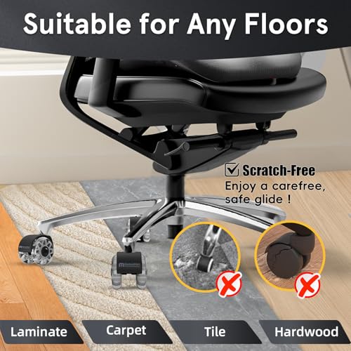 Office Chair Wheels Replacement, 2.5 Inch Heavy Duty Caster Set, for Carpet and Hardwood Floors, Universal Size 11x22mm, Fits 99%, Grey - style: 2.5 inch-Grey