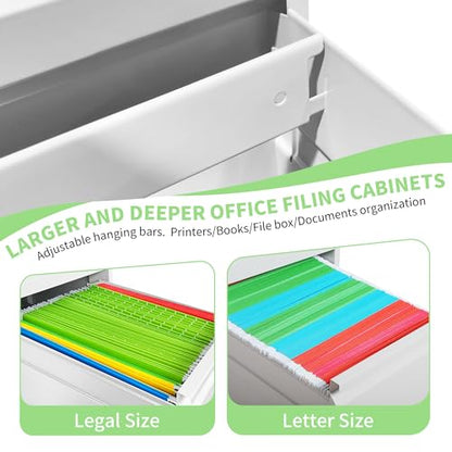 Metal File Cabinet with Drawer Heavy Duty Locking File Cabinets | Home Office Steel Filing Cabinet Vertical File Cabinets for Legal/Letter Size File,Assembly Required - color: White, size: 64.2"H-5 drawers