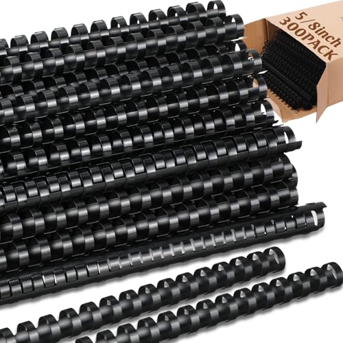 Maitys 300 Pcs Plastic Binding Combs Bulk 19 Ring Comb Spines Letter Size Spiral Binding for Notebook Calendar Picture(5/8 Inch,Black) - color: Black, size: 5/8 Inch