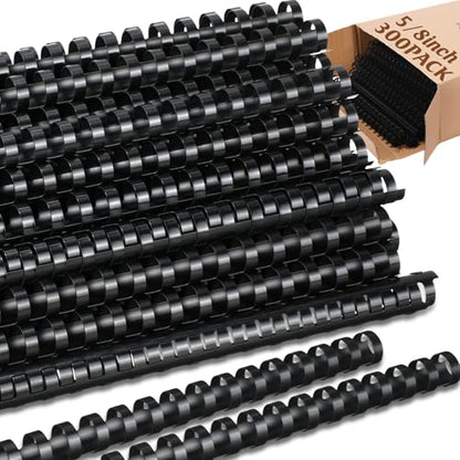 Maitys 300 Pcs Plastic Binding Combs Bulk 19 Ring Comb Spines Letter Size Spiral Binding for Notebook Calendar Picture(5/8 Inch,Black) - color: Black, size: 5/8 Inch