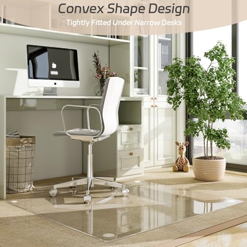 Irregular Tempered Glass Floor Mat - 45" x 53" Office Chair Mat for Carpet | Heavy Duty Hard Rolling Glass Mat, Shatterproof Desk Floor Mat 1/5" Thick for Hardwood Floor/Carpeted Floors, Clear - size: 45" x 53"