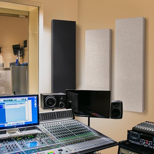2 Pack Fiberglass Acoustic Panels 48"x12"x2" Soundproof Panels, Linen - color: Linen