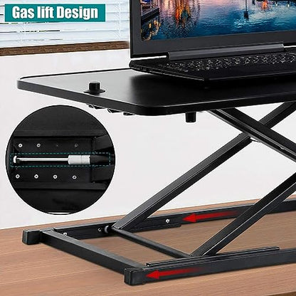 PayLessHere 29" Standing Desk Converter Height Adjustable Desk Riser | Computer Workstation Standard Office Stand Up Desktop Gas Lift Sit-Stand Large Working Area Platform Riser - size: 29 In