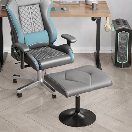 VECELO Foot Rest Under Desk Ottoman, PU Height Adjustable Footrest with Comfort Padding, Leg Rest for Desk for Relieving Leg Pain, Stiffness, and etc, Gray - color: Gray