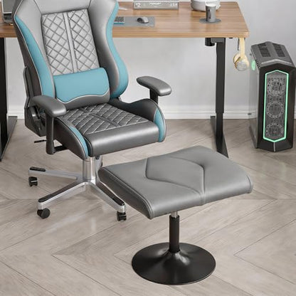 VECELO Foot Rest Under Desk Ottoman, PU Height Adjustable Footrest with Comfort Padding, Leg Rest for Desk for Relieving Leg Pain, Stiffness, and etc, Gray - color: Gray