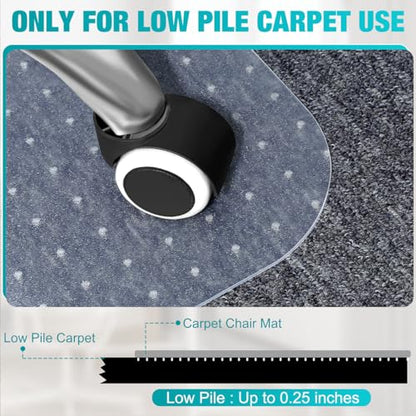 BesWin Office Chair Mat for Carpeted Floors, 46'' x 96'' Large Desk Chair Mat for Low Carpets, Premium Quality Hard Carpet Protector for Work, Home, Gaming, Easy Glide and Flat Without Curling - size: 46" X 96" Rectangle