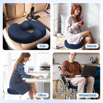 Donut Pillow Seat Cushion, Cooling Gel Memory Foam Chair Cushion, Blue - color: Blue, size: XX-Large