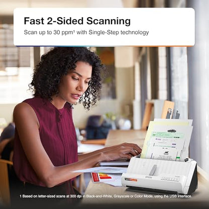 Epson RapidReceipt RR-400W Wireless Compact Desktop Color 2-Sided Receipt & Document Scanner with ScanSmart AI PRO Receipt Management & PDF Software & 20-Page Auto Document Feeder (Renewed)