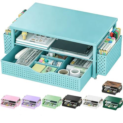 Spacrea Desk Organizers and Accessories, Printer Stand with Storage, Blue - color: Blue