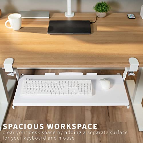 VIVO White Clamp-on 27 x 11 in Adjustable Keyboard Tray, MOUNT-KB05HW - color: White, size: 27" fixed width