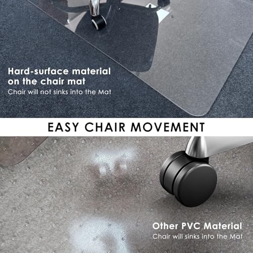 Kuyal 1/5" Thick Office Chair Mat, Heavy Duty Hard Computer Chair Mat | 36" x48", Under Desk Protector Carpeted Floors Mats, Easy Chair Movement, Can be Used on Carpet or Hard Floor, Ship Flat - size: 36" x 48" x 1/5" Rectangle
