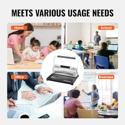 VEVOR Coil Spiral Binding Machine, Manual Book Maker with Electric Binding, 46-Holes Binding 500 Sheets Punch Binder, with 100pcs 5/16'' Coil Binding Spines, for Letter Size, A4, A5 - style: Electric Binding
