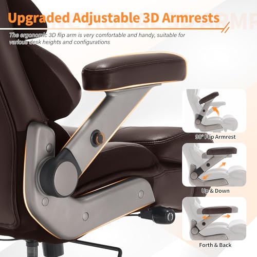 VUZI 700lbs Big and Tall Office Chair, Large Executive Leather Desk Chair - color: Brown