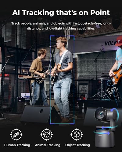 OBSBOT Tail Air NDI Streaming Camera 4K, AI Tracking PTZ Camera with Intelligent APP, Gesture Control, HDMI/USB-C/Wireless Webcam, Video Camera Live Stream for YouTube, Church, Worship, Creator, etc. | Intelligent APP, Gesture Control, HDMI/USB-C/Wireless