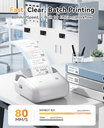 NIIMBOT B31 3 Inch Label Maker, Bluetooth Thermal Label Printer High Speed - color: Grey