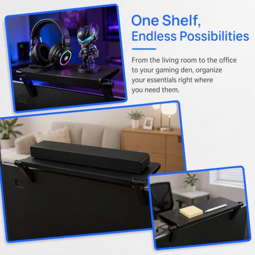 13 Inch Adjustable Screen Top Shelf Organizer for TV Computer Monitor Flat Screen, Large TV Mount Top Shelf Used To Place Soundbar Cable Box Speakers Apple TV Play-station Camera Frames Remote - size: 13-Inch