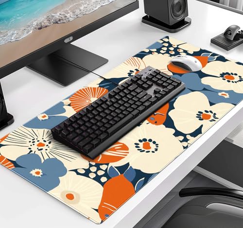 Ladies' Office Desk Cute Petal Keyboard Accessories Game Extended Mouse Pad | Large Extended Mouse Pad; Full Desk Coverage; Waterproof Coating; Stable Anti-Slide Base For Gaming, Office, Study Daily Use - color: Anime Flower