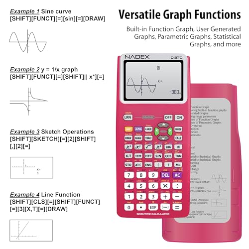 Scientific Calculator with Graphing, Includes Carrying Case, for College and High School Students, Calculus, Algebra, Geometry, Trigonometry, Statistics, Physics, Chemistry, Pink - color: Pink