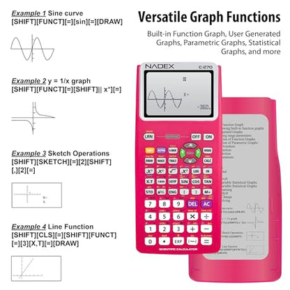 Scientific Calculator with Graphing, Includes Carrying Case, for College and High School Students, Calculus, Algebra, Geometry, Trigonometry, Statistics, Physics, Chemistry, Pink - color: Pink