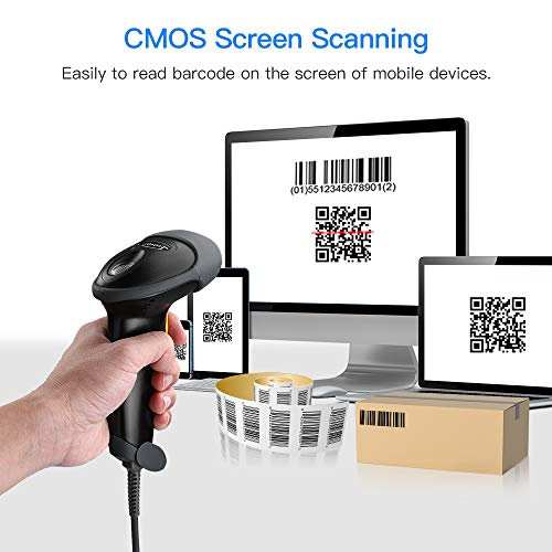 Eyoyo EYH2 Handheld USB Wired 2D 1D Barcode Scanner for POS Mobile Payment - color: Black